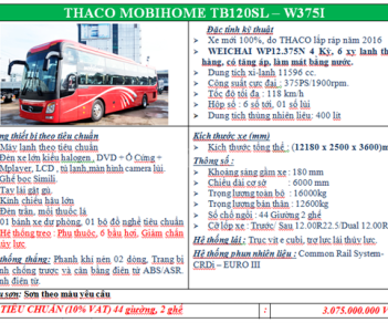 Thaco Mobihome TB120SL Giường nằm 44 giường 2016 - Thaco MOBIHOME TB120SL Xe Giường nằm 44 giường 2016