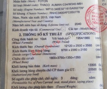 Thaco AUMAN W340 2015 - Cần bán Thaco AUMAN W340 năm 2015, màu trắng, giá chỉ 850 triệu