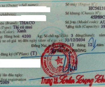 Thaco AUMARK 2009 - Cần bán Thaco AUMARK sản xuất năm 2009, màu xanh lam chính chủ giá cạnh tranh