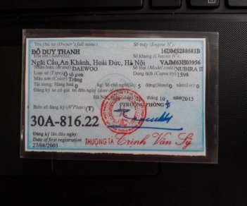 Daewoo Nubira   2003 - Bán xe Daewoo Nubira đời 2003, màu trắng, giá 79tr