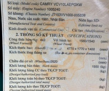 Toyota Camry 1995 - Cần bán Toyota Camry đời 1995, màu xanh lam, xe nhập