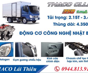 Thaco OLLIN 350 2019 - Thaco Ollin Euro 4 Thùng mui bạt 3.5 tấn, động cơ Isuzu đời 2018, trả góp 75% tại Bình Dương - LH: 0944.813.912