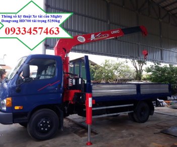 Xe tải 5 tấn - dưới 10 tấn   2018 - Bán xe tải cẩu Mighty Dongvang HD700 tải trọng 5250kg 2018, 850 triệu