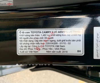 Toyota Camry 2.0E 2018 - Bán Toyota Camry 2.0E đời 2018, màu đen, 860tr