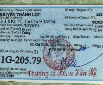 Toyota Camry   1999 - Bán xe Toyota Camry sản xuất năm 1999, màu đen, nhập khẩu nguyên chiếc số tự động, 189 triệu