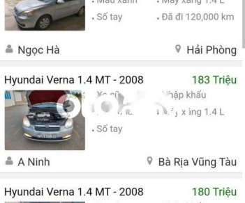 Hyundai Verna 2008 - Cần bán xe Hyundai Verna 1.4 sản xuất năm 2008, màu bạc, nhập khẩu 